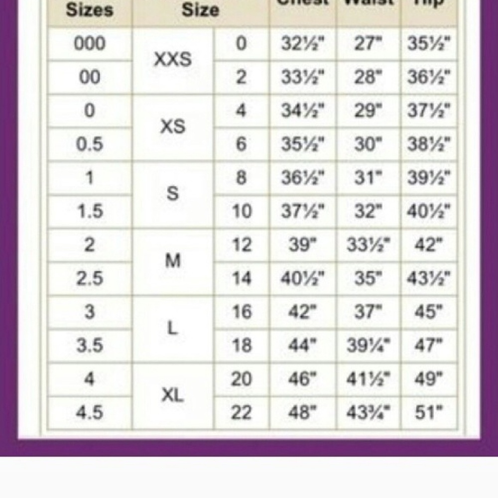 CHICOS SIZE CHART